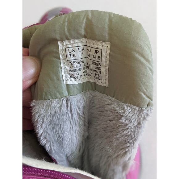 Timberland Girls Sz 7.5 Pink Lace Up Snow Boots Side Zip Leather Winter - Picture 8 of 9
